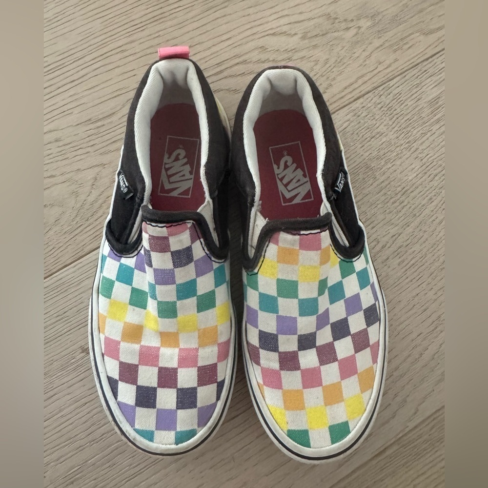 VANS Canvas Multicolor checkered Slip On Unisex Kids' Shoes size 12 - Picture 2 of 9
